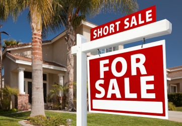 Short Sale Real Estate Sign and House - Right